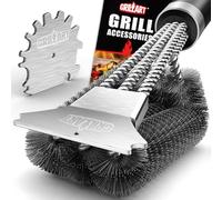 Grillart - Brosse et grattoir de 45,7 cm - Brosse à Poils métalliques Double grattoir - Brosse de Nettoyage pour Barbecue au gaz/Charbon de Bois - Accessoire Universel pour Grille de Barbecue