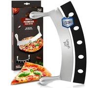 grillart Couteau à pizza de qualité supérieure - Coupe-pizza en acier inoxydable extra tranchant avec lame de 30 cm et double poignée pour une coupe sans effort - Hachoir de qualité supérieure - Plus