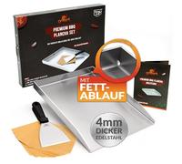 Grillart® Plancha de qualité supérieure - Spatule incluse - Acier inoxydable 4 mm - 30 x 40 cm - Taille universelle - Convient à l'induction