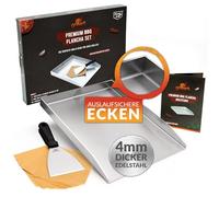 grillart Plancha Plaque de cuisson de qualité supérieure avec spatule pour barbecue en acier inoxydable massif de 4 mm - 30 x 40 cm - Taille universelle - Convient également à l'induction - Passe au