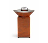 GRILL'CHIC - Pack Privilège Brasero Auvergnat Corten Normal Rond - Simple Cuve - Avec Bâche + Grille + Stop Food Inclus - À Assembler - Fabriqué en France - Ø60 x 78 cm