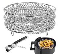 Grille à 3 couches pour friteuse à air chaud pliable Panier pour friteuse à air chaud en acier inoxydable 304 Accessoires de friteuse à air chaud Convient pour friteuse à air chaud, four, micro-ondes