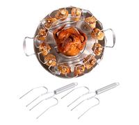 Grille à ailes de poulet, grille de barbecue pour cuisses de poulet,Rack rond en acier inoxydable ailettes - 12 fentes support pour baguettes antiadhésif Accessoires de barbecue avec bac d'égouttement
