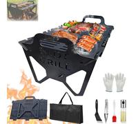 Grille à fente - Grille de barbecue pliable pour un rangement facile en acier, barbecue portable, léger et compact pour le camping, le hayon, les voyages, les fêtes, la cuisine en plein air (mélange