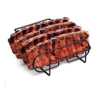 Grille à nervures en acier inoxydable anti-adhésif pour griller des steaks et du bœuf, passe au lave-vaisselle, support de rôtissage pour four et camping, noir