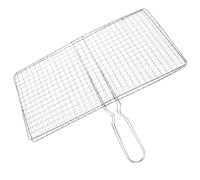 Grille à Poisson Barbecue en Acier Inoxydable à Poignée Longue Argenté | Panier de Cuisson Pratique pour Fruits de Mer, Crevettes et Asperges, Retournement Sûr, Usage Camping ou Terrasse