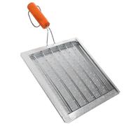 Grille À Poisson Robuste Pliable Avec Poignée En Bois, Acier Inoxydable | Surface Perforée, Format Carré de 275g, Rangement Suspendu, pour Barbecue, Camping Rv, Poissons et Saucisses
