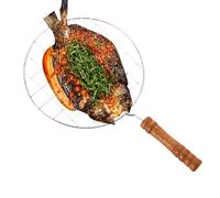 Grille à rôtir en fil métallique, grille de cuisson ronde, rôtissoire en acier inoxydable, poignée facile à prendre en main pour barbecue