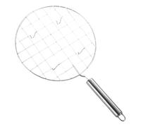 Grille à rôtir en fil métallique | Plat à rôtir | Filet de gril rond anti-brûlure avec poignée en acier inoxydable pour le camping pique-nique utilisation en extérieur