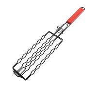 Grille à saucisses Amovible en Maille avec poignée en Bois for Barbecue d'extérieur, Camping, Pique-Nique, Pinces à Hot-Dog, Grille de Cuisine Portable(1PCS Black)