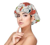 Grille abstraite moderne du milieu du siècle,Bonnet de nuit en satin réglable en soie pour adulte, bonnet de nuit élastique pour femme