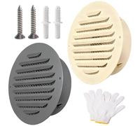 Grille Aeration 70-200mm en Acier Inoxydable, Grille de Ventilation Ronde Grille D'évacuation D'air pour Ventilation des Cheminée, Cuisine, Salle de Bain, Beige/Gris(Beige,80mm/3.15in)