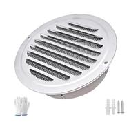 Grille Aeration Reglable pour Conduit, 70-200mm Grille Aeration Ronde Inox 304, Grille Ventilation Extérieure Intérieure avec Filet Anti-Insectes pour Camping-Car(130mm/5.1in)