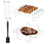 Grille Air Fryer, 2 Pièces Accessoires Air Fryer Grille pour Ninja Foodi AF400EU, AF300EU, AF500EU avec 4 Baguettes de Gril et 1 Brosse à Huile