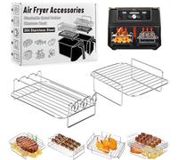 Grille Air Fryer, Accessoires Air Fryer pour Ninja AF300EU AF400EU SL400EU Cosori Twinfry et Autres, Alimentaire Acier Inoxydable 304 Ninja Grill Stackable Grille pour Air Fryer