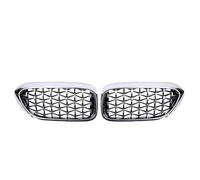 Grille Avant Calandre Avant De Course Meteor Diamond Star, 2 Pièces, Pour BMW Série 5 G30 G31 G38 520i 530i 540i 2018 2019(Full Silver)