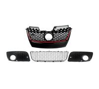 Grille Avant Calandre Avant En Nid D'abeille Noire Avec Garniture Rouge, Pour VW Pour Golf MK5 Pour Jetta GLI GTI 2006-2009 Calandre Centrale Pare-chocs Frontgrill-Mesh