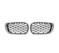 Grille Avant Calandres Avant De Course Pour BMW Série 3 E46 325i 4 Portes 2002-2004, Calandres Supérieures Style Diamant, Style Simple Ligne Brillante(Diamond-Silver)