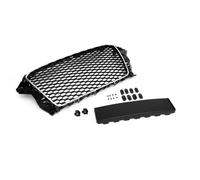 Calandre avant en nid d'abeille sport compatible avec A3 8V 12-16 avec cadre chromé avec support de plaque d'immatriculation pour modèles avec et sans PDC (Park Distance Control)