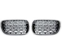 Grille Avant Une Paire Pour BMW Série 7 G11 G12 2016-2020 Calandre Avant Style Diamant Grilles Course Accessoires Remplacement(Full Silver)