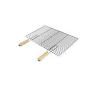 ECD Germany Grille de barbecue en acier inoxydable 60 x 40 cm Rectangulaire avec poignées en bois