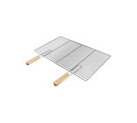 ECD Germany Grille de barbecue en acier inoxydable 67 x 40 cm Rectangulaire avec poignées en bois