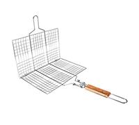 Grille Barbecue Pliable Acier Inoxydable 34x32x2 cm | Panier de cuisson avec poignée pliable, résistant à la chaleur, Gril de Camping pour feu de camp randonnée pique-nique