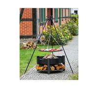Grille Barbecue Sur Trépied + Brasero Avec Range Bois Solafa En Acier