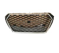 Grille Brillant Noir Double Calandre Sport Pour A4/S4 B9 2017-2019 Accessoires De Voiture Grille De Capot Avant Sport Hexagonale En Nid D'abeille(Silver Frame)