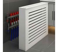 Grille Cache Radiateur Blanc Moderne, Cache-radiateur, Design de Rangement pour Salon, Salle de Bain, Meuble Décoratif avec Étagère Supérieure(60x80x15cm/24x32x6in)