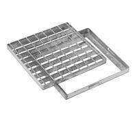 Grille caillebotis en acier galvanisé - 40x40 cm - Gris - Anti-talon - Résistant à la corrosion - Drainage optimal