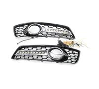 Grille Calandre Avant Couvercle De Phare Antibrouillard Avant Voiture, 2 Pièces, Grille En Maille Nid D'abeille Avec Lumières Pour A3 8P 2009 2010 2011 2012 2013 Calandre Radiateur