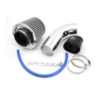 Grille Calandre Avant Tuyau D'admission D'air En Caoutchouc Voiture 76 Mm Compresseur À Induction Haute Puissance Kit D'admission D'air Froid Avec Filtre Calandre Radiateur(Silver)