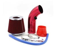 Grille Calandre Avant Tuyau D'admission D'air En Caoutchouc Voiture 76 Mm Compresseur À Induction Haute Puissance Kit D'admission D'air Froid Avec Filtre Calandre Radiateur(Red)