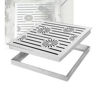 Grille Caniveau Extérieur, Couvercle de Regard Carré en Acier Inoxydable, Couvercles de Puits Décoratifs pour Jardin(30x60x3cm/12x24x1in)