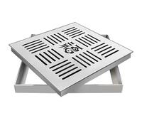 Grille Caniveau Exterieur, Couvercle de Regard Encastré et Cadre, Couvercle Décoratif pour Pompe de Puisard Extérieur pour Cuisines, Terrasses et Voies Publiques(30 * 40cm/12 * 16in)