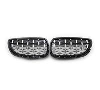 Grille Chocs Centrale Avant Paire Calandres Capot Avant En ABS Noir Chromé Brillant Pour Série 3 Pour E92 Pour E93 Coupé 2006-2009 Avant Grille Phares Antibrouillard(Black sliver)