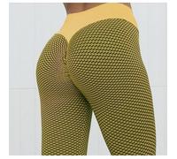 Grille collants pantalons de Yoga femmes sans couture taille haute Leggings respirant gf0228pnts02gf Jaune M