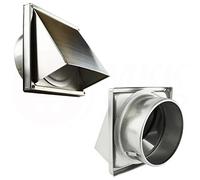 Grille d’aération à lamelles en acier inoxydable - Grille de protection contre les intempéries - Grille d’aération - Bouche d’aération pour hotte aspirante