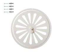 Grille d’aération circulaire réglable - Acier galvanisé avec revêtement blanc RAL9016 - Grille ronde en métal - Ouverture et fermeture manuelle - Aération murale ou de porte. (Ø175 mm)