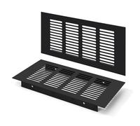 Grille D’aération en Aluminium à Encastrer, Grille de Ventilation 200 x 100 mm Angulaire Extérieure Grille Aeration Reglable pour la Ventilation des Placards et des Chambres (2 Pièces/Noir)