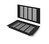 Grille D’aération en Aluminium à Encastrer, Grille de Ventilation 225 x 150 mm Angulaire Extérieure Grille Aeration Reglable pour la Ventilation des Placards et des Chambres (2 Pièces/Noir)
