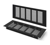 Grille D’aération en Aluminium à Encastrer, Grille de Ventilation 225 x 80 mm Angulaire Extérieure Grille Aeration Reglable pour la Ventilation des Placards et des Chambres (2 Pièces/Noir)