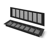 Grille D’aération en Aluminium à Encastrer, Grille de Ventilation 300 x 100 mm Angulaire Extérieure Grille Aeration Reglable pour la Ventilation des Placards et des Chambres (2 Pièces/Noir)