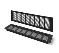 Grille D’aération en Aluminium à Encastrer, Grille de Ventilation 350 x 100 mm Angulaire Extérieure Grille Aeration Reglable pour la Ventilation des Placards et des Chambres (2 Pièces/Noir)