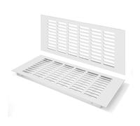 Grille D’aération en Aluminium à Encastrer, Grille de Ventilation 350 x 150 mm Angulaire Extérieure Grille Aeration Reglable pour la Ventilation des Placards et des Chambres (2 Pièces/Argent)