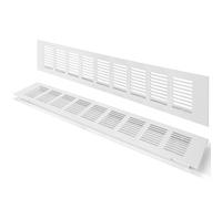 Grille D’aération en Aluminium à Encastrer, Grille de Ventilation 400 x 80 mm Angulaire Extérieure Grille Aeration Reglable pour la Ventilation des Placards et des Chambres (2 Pièces/Argent)