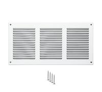 Grille d’Aération Métal 300x150 mm Blanche - Grille de Ventilation Rectangulaire pour Mur et Plafond - Couvercle de Ventilation pour Systèmes HVAC, Extraction et Entrée d’Air