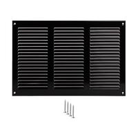 Grille d’Aération Métal 300x200 mm Noire - Grille de Ventilation Rectangulaire pour Mur et Plafond - Couvercle de Ventilation pour Systèmes HVAC, Extraction et Entrée d’Air