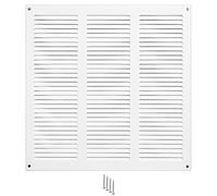Grille d’Aération Métal 300x300 mm Blanche - Grille de Ventilation Rectangulaire pour Mur et Plafond - Couvercle de Ventilation pour Systèmes HVAC, Extraction et Entrée d’Air